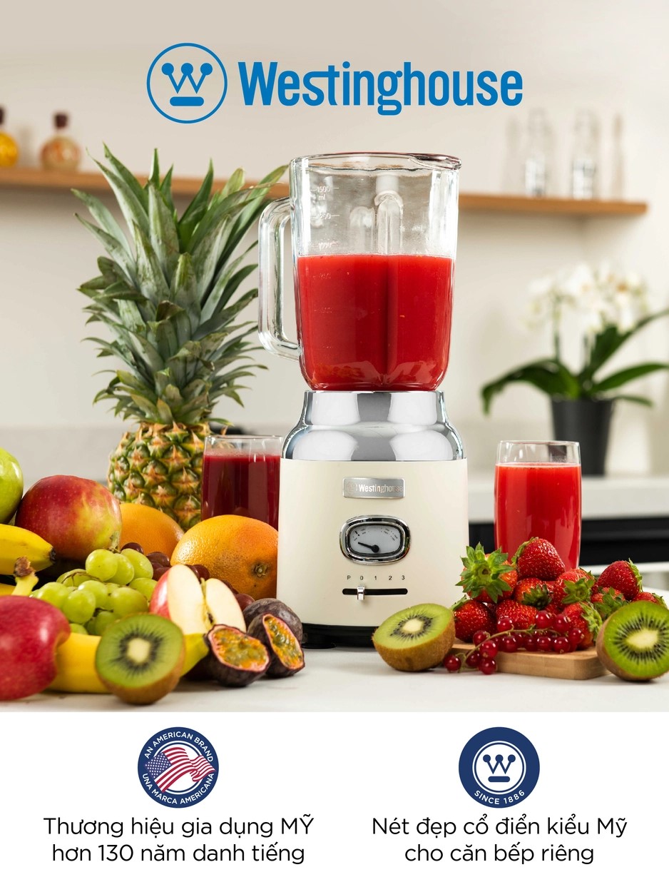 Máy Xay Sinh Tố Retro Để bàn Westinghouse 1.5L 600W WKBE221 Hàng Chính Hãng, Bảo Hành 12 Tháng